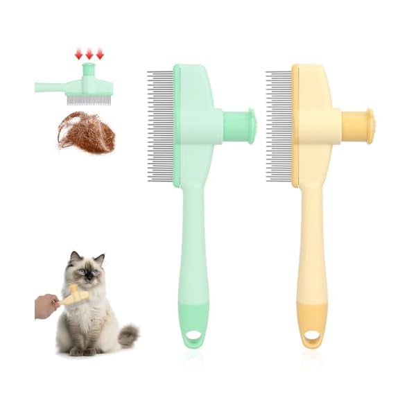 Image showcasing YJJSKEJI Pet Hair Remover Comb, Cat Brush with Release Button Self ...