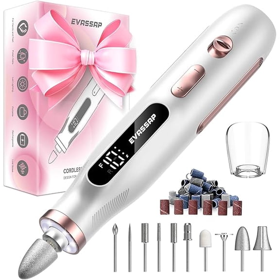 YJJSKEJI Professional Nail Drill,Electric Nail File kit for Acrylic Gel Nails,Electric Manicure and Pedicure Tools,10 Speeds Nail Care Gift for Trimmer,Grinder,Buffer(Black)