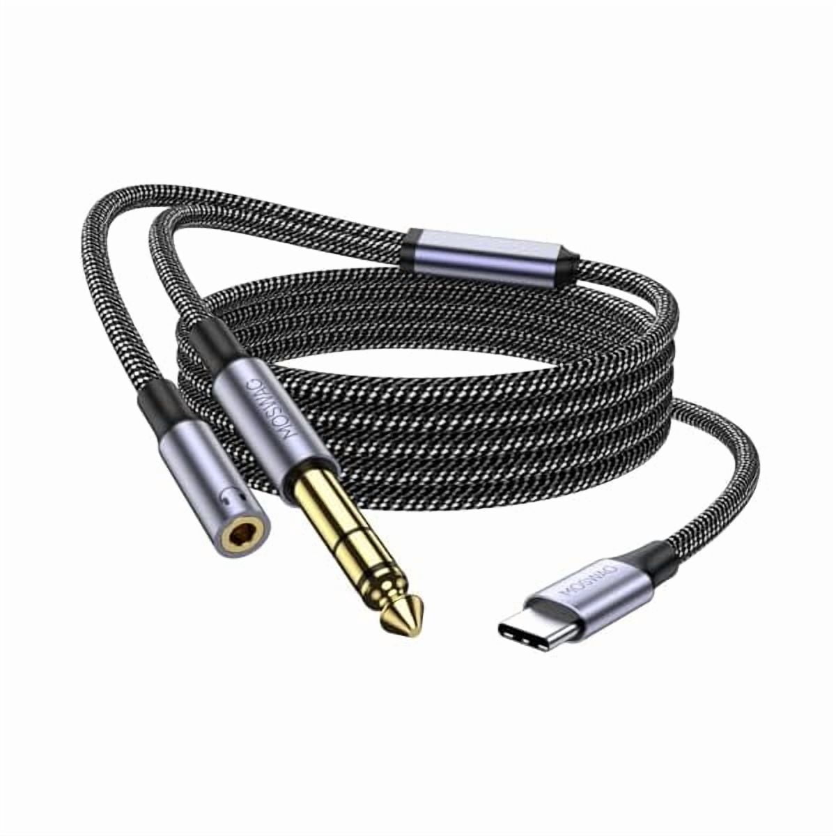 YJJSKEJI USB C to 1/4" Male TRS YJJSKEJIo Stereo Cable, USB C to 6.35mm 1/4 TRS YJJSKEJIo Cable with Listening for Monitor Headphones, Guitar Amplifier, Speakers, etc(32.8FT/10M)