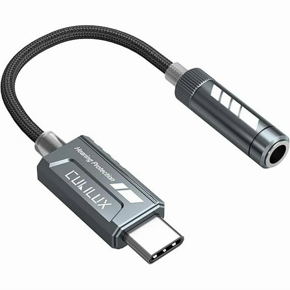 YJJSKEJI USB C to 3.5mm Audio Adapter with Hearing Protection Technology, Type C Headphone Adapter Compatible with iPhone 16/15 Pro Max, iPad Pro, Galaxy S25/S24/S23, Pixel 9/8/7 Pro Android