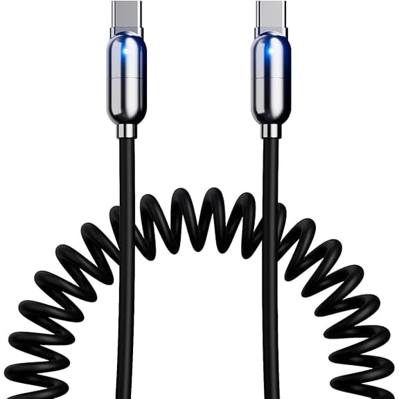 YJJSKEJI USB C Cable 100W Fast Charging Android Charger Type C Auto Coiled Retractable Phone Car Cord 1.3ft-6ft for Google Pixel Samsung Galaxy Android