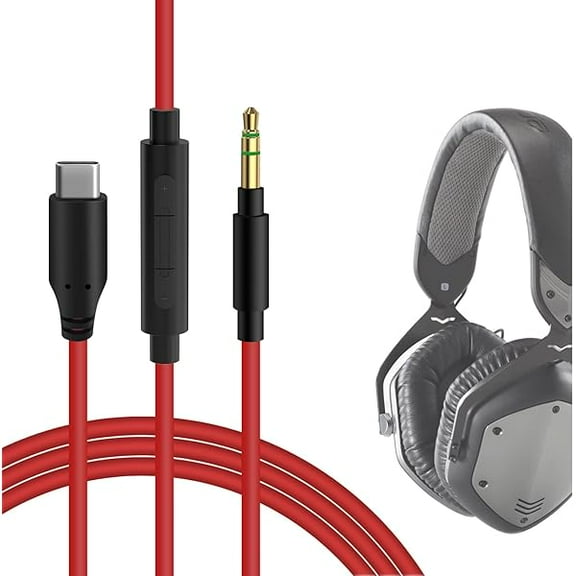 YJJSKEJI USB-C Digital to YJJSKEJIo Cable with Mic Compatible with V-Moda Crossfade LP, Crossfade 2, XS, V-80, Replacement Type-C Cord with Inline Microphone and Volume Control (5.6ft/1.7m)