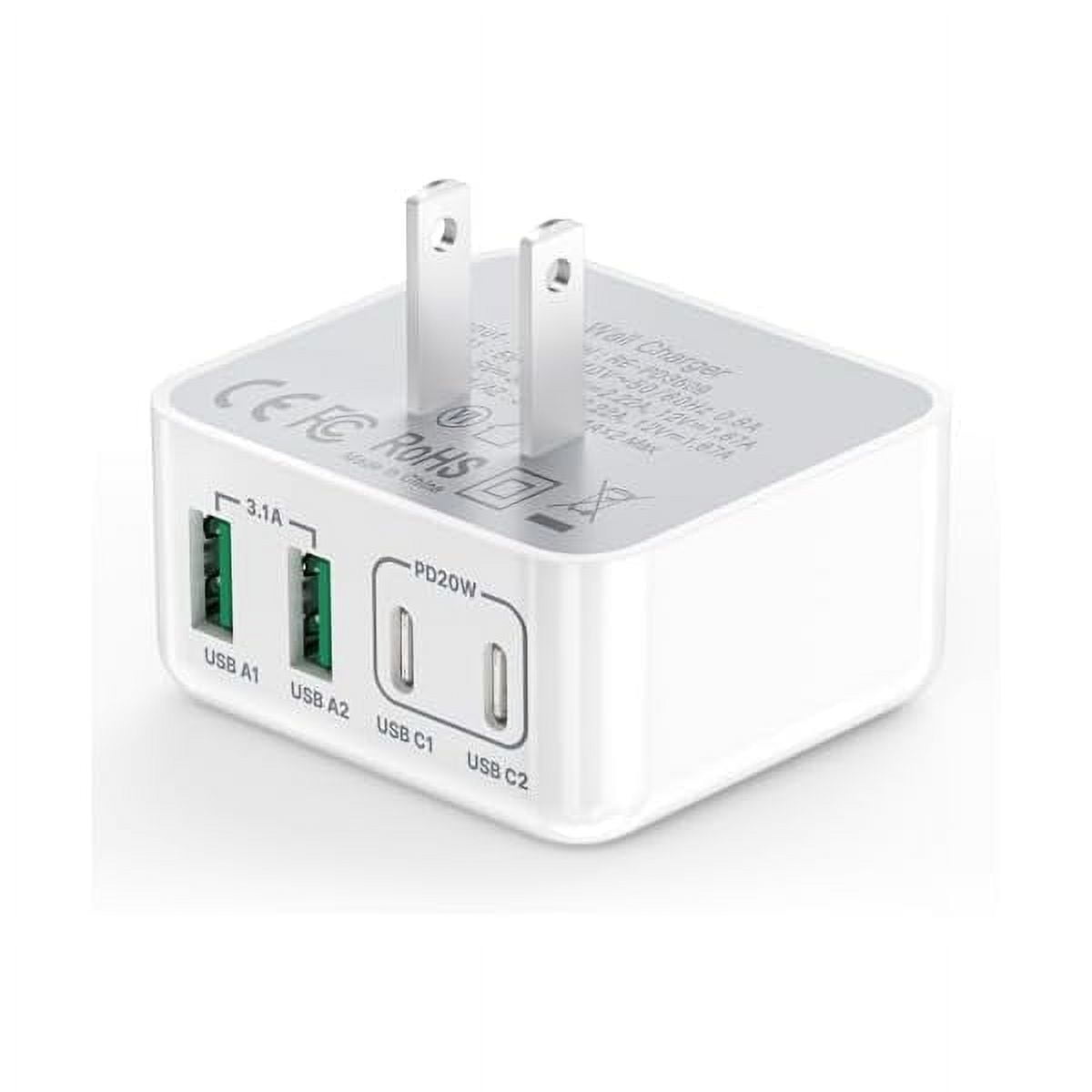 YJJSKEJI USB C Wall Charger, 40W 4-Port USB C Charger Block, Fast Charging Block Dual Port PD Power Adapter + QC Wall Plug Multiport Type C for iPhone 15 Plus 14 13 12 11 Pro Max XS XR 8 7, Samsung