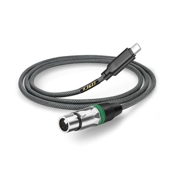 YJJSKEJI USB C to XLR Microphone YJJSKEJIo Cable for YJJSKEJIo Recording, Dynamic Microphone, Braided USB C to XLR Female Microphone Cable Compatible for iPhone 15, 16 Series,3.3 Feet