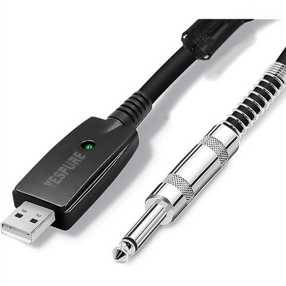 YJJSKEJI USB Guitar Cable Connect Guitar to Pc for Musical Instruments USB Interface Male to 6.35mm 1/4" Ts Electric Guitar Connector Instrument Cable for Recording 2.8m/9.2ft