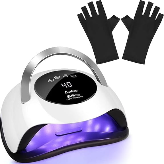 YJJSKEJI UV Light for Nails 120W - UV Nail Lamp with UV Gloves Kit Nail Dryer UV Lamp for Gel Nails UV LED Nail Lamp Professional for Home and Salon