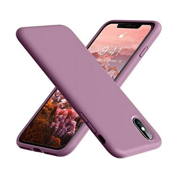 YJJSKKEJI for iPhone X/Xs Case, Soft Silicone Gel Rubber Bumper Microfiber Lining with Shockproof Full-Body Protective, Lavender Purple
