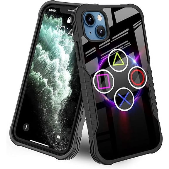 YJJSKKEJI Compatible with iPhone 14/13 Case Gamer Video Game Gaming Design for Men Boys Kids, Military Grade Shockproof Bumper Anti-Scratch Acrylic Back Protection Cover