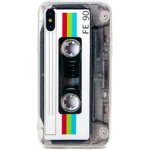 YJJSKKEJI Case for iPhone X Matte Finish Heavy Duty Soft Back Cover with TPU Soft Bumper Retro Cassette Tape Case Compatible with iPhone X/iPhone Xs