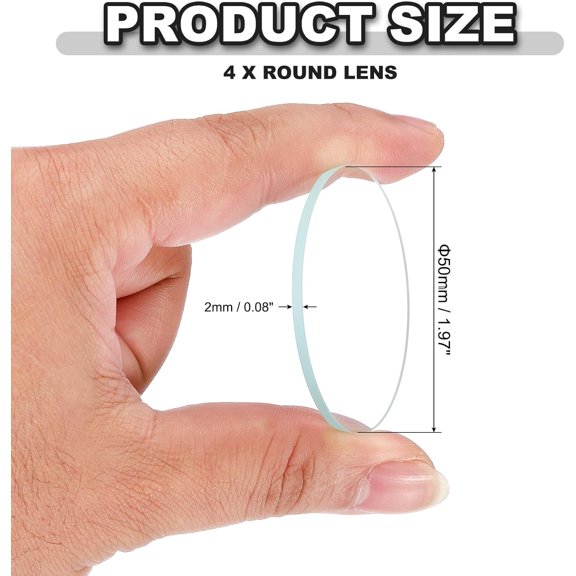 YJYASX-1.97" Dia LED Lens, 4 Pcs Polished Edge Flashlight Replacement Parts Glass Lens for Light Source Lens Replacement, Transparent