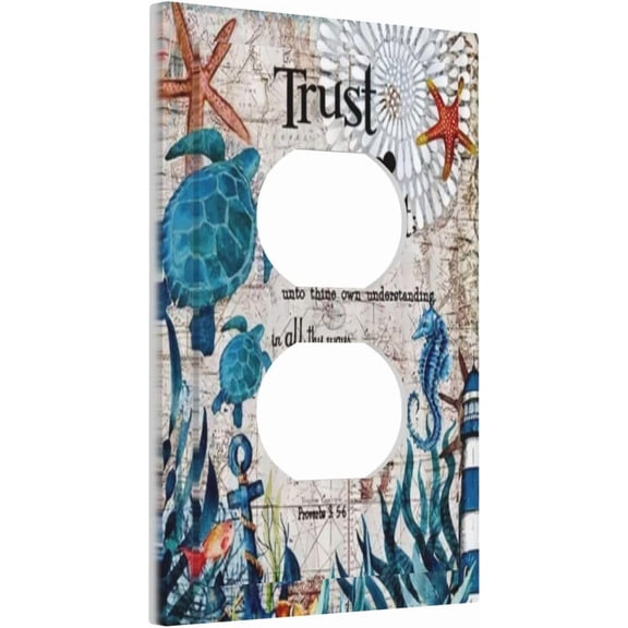 YJYASX-1 Gang Duplex Receptacle Switch Wall Plate Inspirational Quote Turqoise Teal Blue Green Sea Ocean Turtle Nautical Map Beach Coral Reef Lighthouse Electrical Light Switch Receptacle Plug Outlet