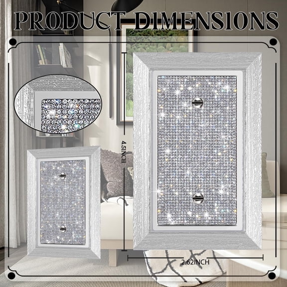 YJYASX-1 Pcs Shiny Rhinestones Wall Plates Light Switch Cover Plate Decorative Outlet Covers Blank Wall Plate Single Toggle Imitation Wood Grain Switch Plates