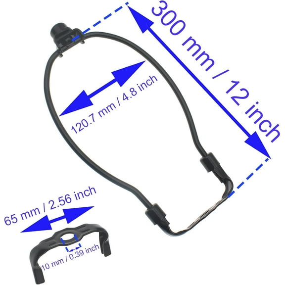 YJYASX-1 Set Lamp Harp Holder 12 Inch Lamp Shade Holder Heavy Duty Lamp Shade Bracket Lampshade Harp with Light Base and Solid Lamp Finial