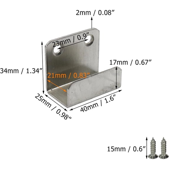 YJYASX-10Pcs Heavy Duty Wall Mount Bracket Hook Fastener, Stainless Steel Flat J Clamp Hook Wall Hanger, Ceramic Tile Display and Mirror Picture Frame Fixing - Silver (Inner Width 21mm)