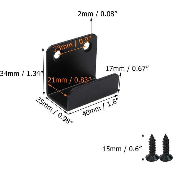 YJYASX-10Pcs Heavy Duty Wall Mount Bracket Hook Fastener, Stainless Steel J Clamp Hook for Ceramic Tile Display and Mirror Picture Frame Fixing - Black (Inner Width 21mm)