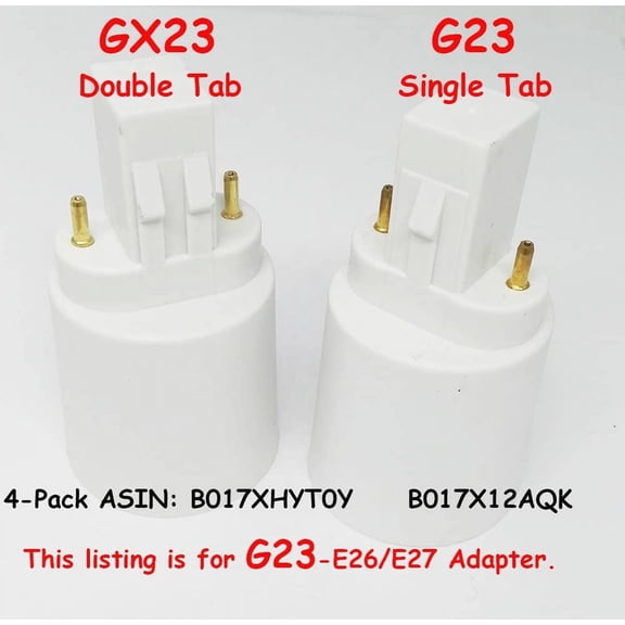 YJYASX-12pcs G23 to E27/E26 2-Pin CFL to LED Light Sockets Adapter Bulb Base Lamph Holder Adapter CE Rohs 2P in Parallel Single Tab,Allow You Install Screw Bulb into G23 Socket