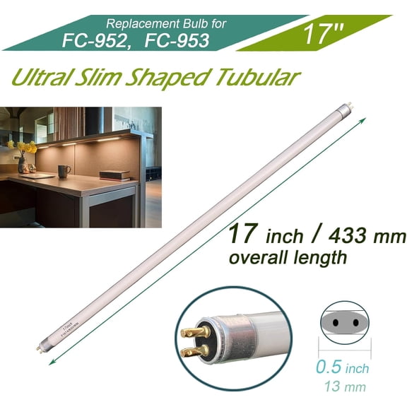 YJYASX-17'' T4 16W Warm White Fluorescent Bulb Replacement Furnlite FC-952 Light,Westek 20125 - FA200WBC,16 Watt 120V Linear 3000K FC-953,G5 Base (3 Pack)
