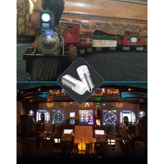 YJYASX-1820 Bulb #313 1445 1813 1816 1815 53 57 BA9S Led Bulb 10-30Volt for Lionel Train Light Bulbs, Instrument Indicator Lights, House Number Light Bulb 1818 1819 1893 White 5Pack