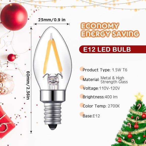 YJYASX-2 Pack Small Christmas Tree Wiring Kit, with 1.5 Watt LED Bulb, Ceramic Christmas Tree Replacement Lights, E12 Candelabra Base, Lamp Wiring Kit Nice for Lighting Desk Lamp and DIY Projects