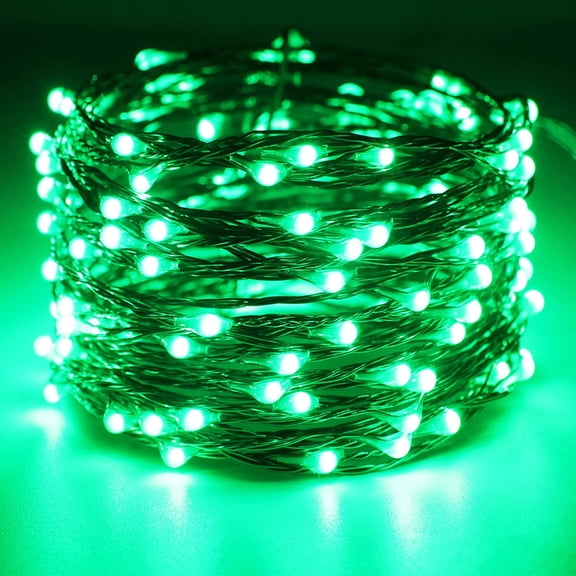 YJYASX-20 Ft 120 LED USB Fairy String Lights with On/Off Switch, Waterproof Copper Wire Lights for Bedroom Wall Ceiling Wreath Christmas Halloween St. Patrick's Day, Green