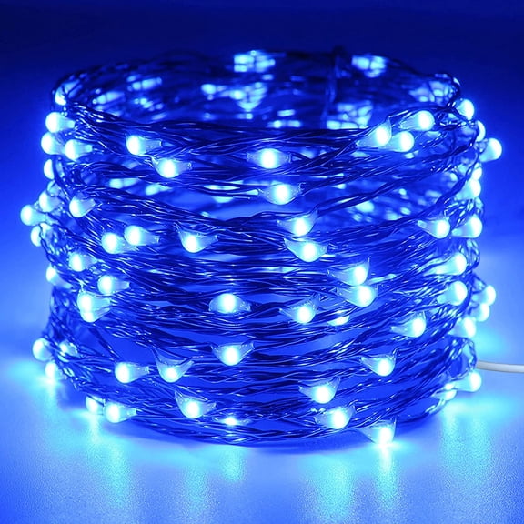 YJYASX-20 Ft 120 LED USB Fairy String Lights with On/Off Switch, Waterproof Copper Wire Lights for Bedroom Wall Ceiling Wreath Crafts Christmas Easter Wedding Party, Blue, 2 Pack