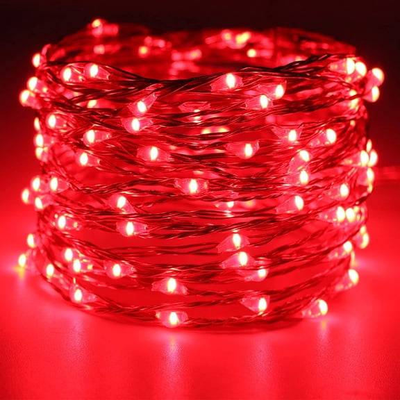 YJYASX-20 Ft 120 LED USB Fairy String Lights with On/Off Switch, Waterproof Copper Wire Lights for Bedroom Wall Ceiling Wreath Crafts Christmas Party Mother's Day, Red