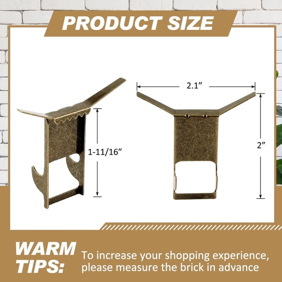 YJYASX-20 Pcs Brick Wall Hangers Clips no Drill Outdoor for Hanging Christmas Lights Stocking Holders Steel Picture Decoration Hanger Fastener for Fireplace (Antique Brass)