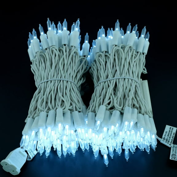 YJYASX-200 Cool White LED Christmas Lights, 66 Feet White Wire UL Certified Commercial Grade Holiday String Light Set