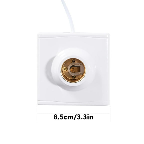 YJYASX-20Ft E26/E27 Socket On/Off Switch Wire Light Bulb Socket Lamp-Socket for Balcony, Garage Installation Lighting, 1-Pack, White (Square Socket)