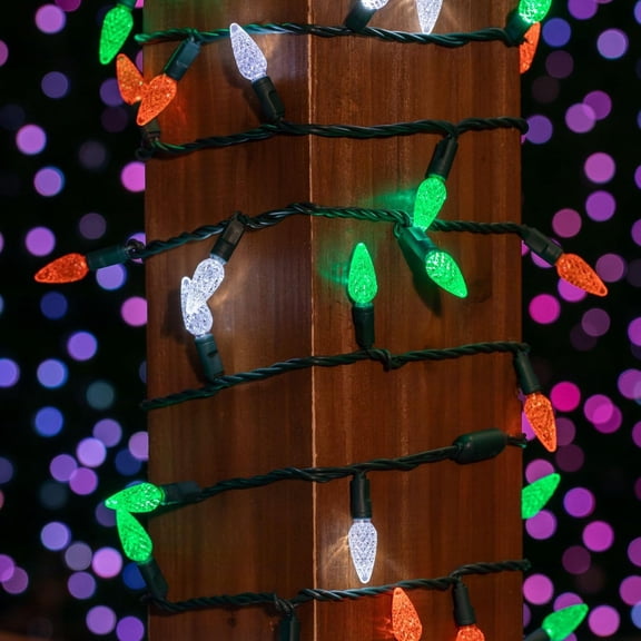 YJYASX-24FT 70 LED C6 LED St. Patrick's Day String Lights, Commercial Grade LED String Lights, Christmas & Outdoor Tree Decorations (Green/White/Orange)