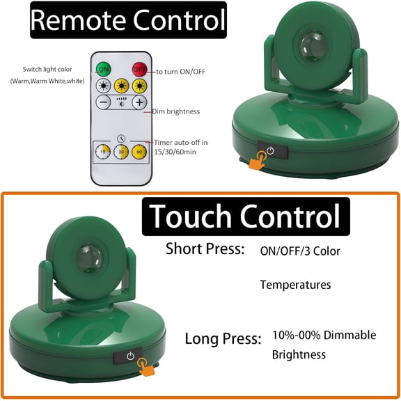 YJYASX-2Pack Rechargeable Wireless Spotlights, Rechargeable Uplighting Indoor with Remote Dimmable, Tree Spotlight Indoor Battery Powered Ceiling Spotlight for Artwork Picture Painting Plant