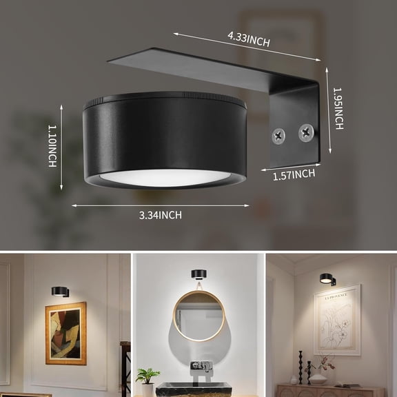 YJYASX-3 Pcs Battery Operated Picture Lights for Wall, Wireless LED Poster Lights with 3 Lighting Modes,Magnetic Gallery Art Light for Paintings, Dimmable and Timer Artwork Light(Black)