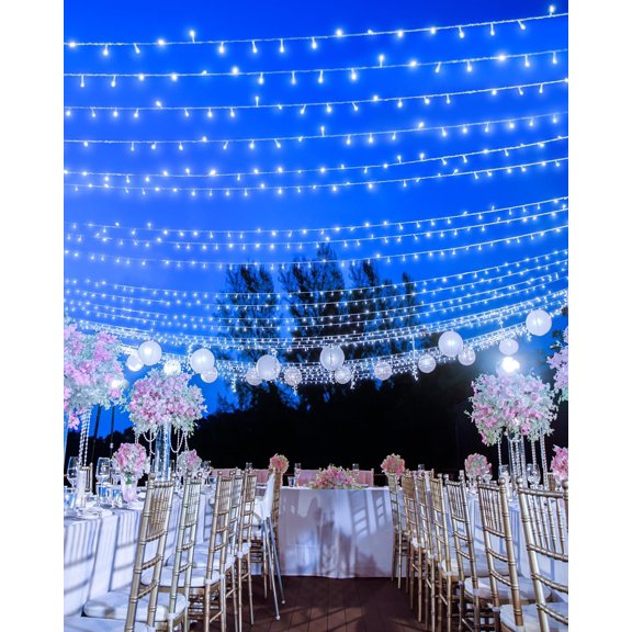 YJYASX-380LED 125FT Cool White Christmas Lights, Extra Long Outdoor String Lights Waterproof, Timer & Memory, 8 Modes Dimmable Plug in Fairy for Classroom Decor Outside Tree Wedding Patry