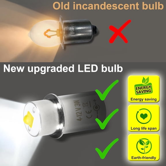 YJYASX-3W MagLight LED Bulb Upgrade, DC 4-12V Flashlight Replacement for Mag lite White Star Krypton Bulb, 260LM, Cool White 6000K