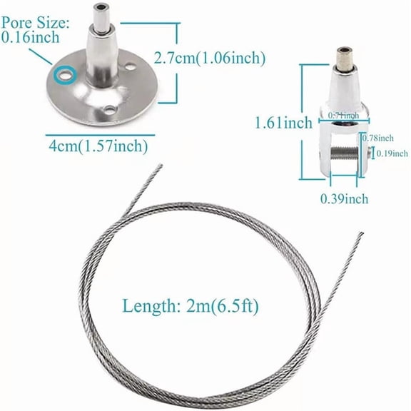 YJYASX-4 Disc for LED Panel Light Billboards DIY Mounting Clamp Ceiling Mount Gallery Large Picture Wire Disc Fittings Hanging System Hanger Stainless Steel Wire is Suitable for Hanging Art Projects