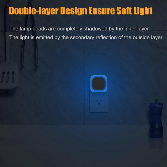 YJYASX-4 Pack Azure Night Light, Crisp Modern Glow with Dimmable Soft Light & Indirect Reflection, Auto Dusk to Dawn Sensor, Plug in LED Nightlight for Bathroom,Toilet, Kitchen Counter, Modern Decor
