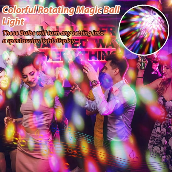 YJYASX-4 Pack Colorful Magic Rotating Ball Light, LED Plug in Disco Ball Light, RGB Disco Light Bulb, Party Lights Dj Disco Lights with Sockets for Home Room Dance Parties Bar Karaoke