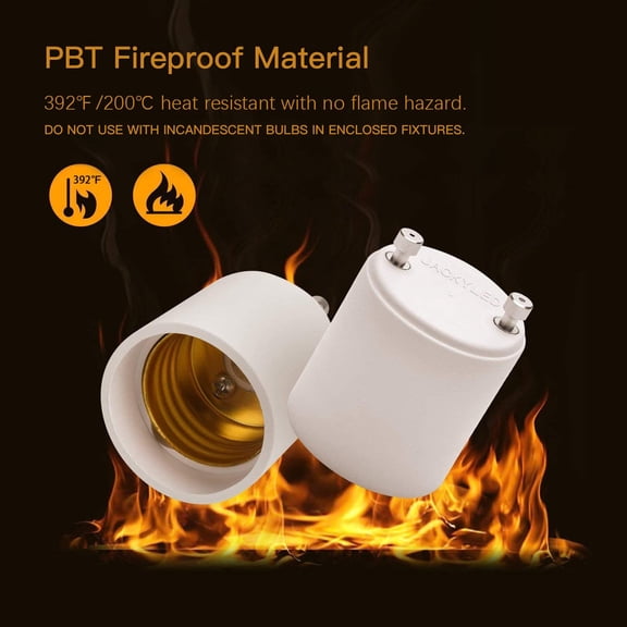 YJYASX-4 Pack GU24 to E26 E27 Adapter, Heat Resistant Up to 392 Fire Resistant Converts GU24 Bi-Pin Based Fixture to E26 E27 Standard Screw-in Socket