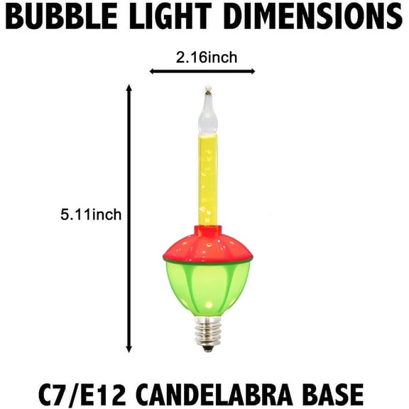 YJYASX-4 Pack Multicolor Christmas Bubble Light Replacement Bulbs, Vintage Bubble Light Replacement Bulbs with Colorful Liquid, Night Lights Bulb for Indoor Outdoor Christmas Tree Decorations, E12 Ba