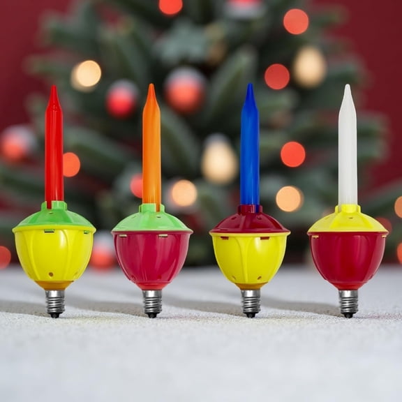 YJYASX-4 Pack Replacement Bubble Lights Bulbs Vintage Multicolor Christmas Bubble Lights for Christmas Tree Decorations, C7/E12 Candelabra Base, 0.6W Retro Holiday Decor