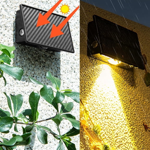 YJYASX-4 Pack Solar Wall Light Outdoor,Tri-Sided 5 Lighting Modes Wall IP65 Waterproof Up and DownLeft and Right Solar Lights Outdoor for House, Garage, Porch,Doorway