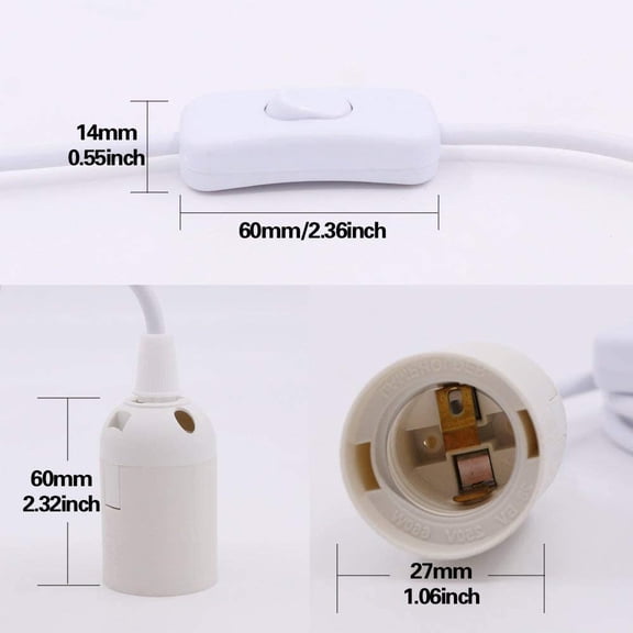 YJYASX-4 Pcs E26 Hanging Lantern Cord with On/Off Switch, Light Socket with 10.86 Inch Extension Cord Cable, White Pendant Light Socket Cord for Kitchen/Bedroom/Bathroom/Restaurant/Cafe Shop