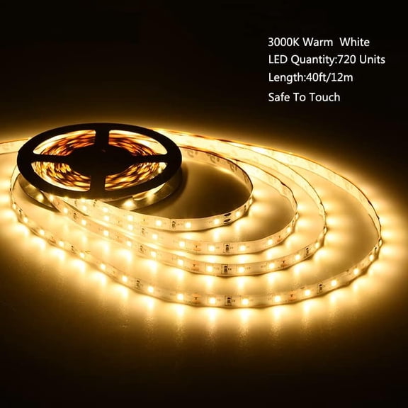 YJYASX-40ft Led Strip Lights Kit Bendable NO Need to Cut Vanity Make-up Mirror Cloakroom Adjustable Flexible Strip Light Table Set with Dimmer and Power Supply (Warm White