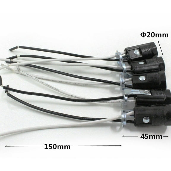 YJYASX-5 Pack Candelabra Socket, Black Keyless Phenolic Candelabra Base Lamp Holder Light Socket, UL Listed E12 Lamp Socket Replacement (Keyless and Wire)