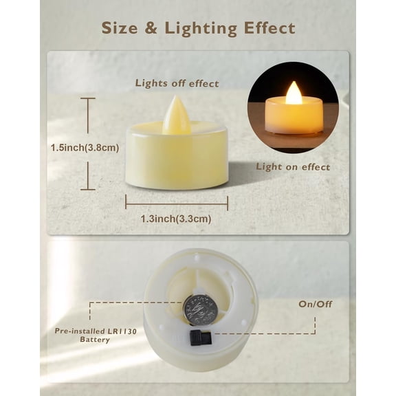 YJYASX-50 Pack Battery Operated Tea Lights Candles, Fake Tealights Candles, Flameless LED Tea Lights for Halloween, Wedding, Votive, Festival, Table Decor(50 Pack, Warm White)