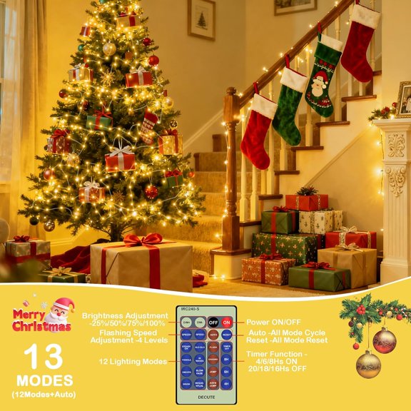 YJYASX-500LED 164ft Fairy String Lights Christmas Lights Indoor Outdoor Silver Wire with Remote, Firefly Lights Starry for DIY Christmas Tree Costume Wedding Party Table Centerpiece Decor(Warm White)