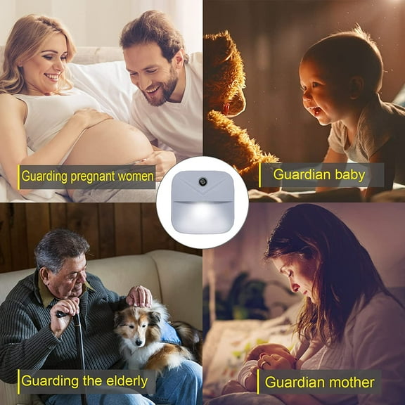 YJYASX-6 Pack Night Light Plug in, White LED Nightlights with Smart Dusk to Dawn Sensor, Plug into Wall Nightlights Suitable for Bedroom, Bathroom, Hallway, Kitchen, Stairs, Kids, Adults