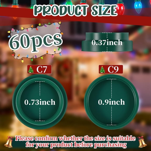 YJYASX-60PCS Christmas Light Socket Safety Cap Plugs for C9 and C7 Bulbs,Double Sided Stringers Light Bulb Socket Cover,Waterproof Bulb Caps for Covering Unused C7 and C9 Christmas String Lights Sock