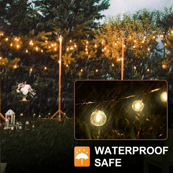 YJYASX-65FT LED Globe String Lights,Waterproof Hanging String Light with 30 Warm White Shatterproof G40 Bulbs(3 Spare), for Indoor/Outdoor Commercial Decor (65FT)
