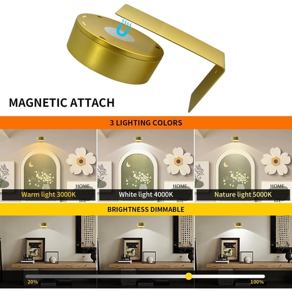 YJYASX-6pcs Wall Picture Light Battery Operated, Painting Light with Remote, Wall Picture Lighting Wireless Indoor with 3 Lighting, Art Display Led Lighting Brightness Dimmable for Frame Gallery Port